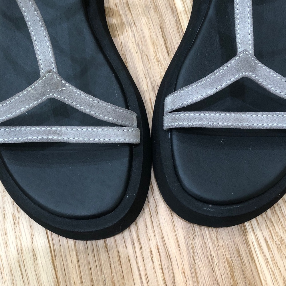 SOLD Lofina Strappy Platform Sandals Gray Suede - Picture 4 of 12